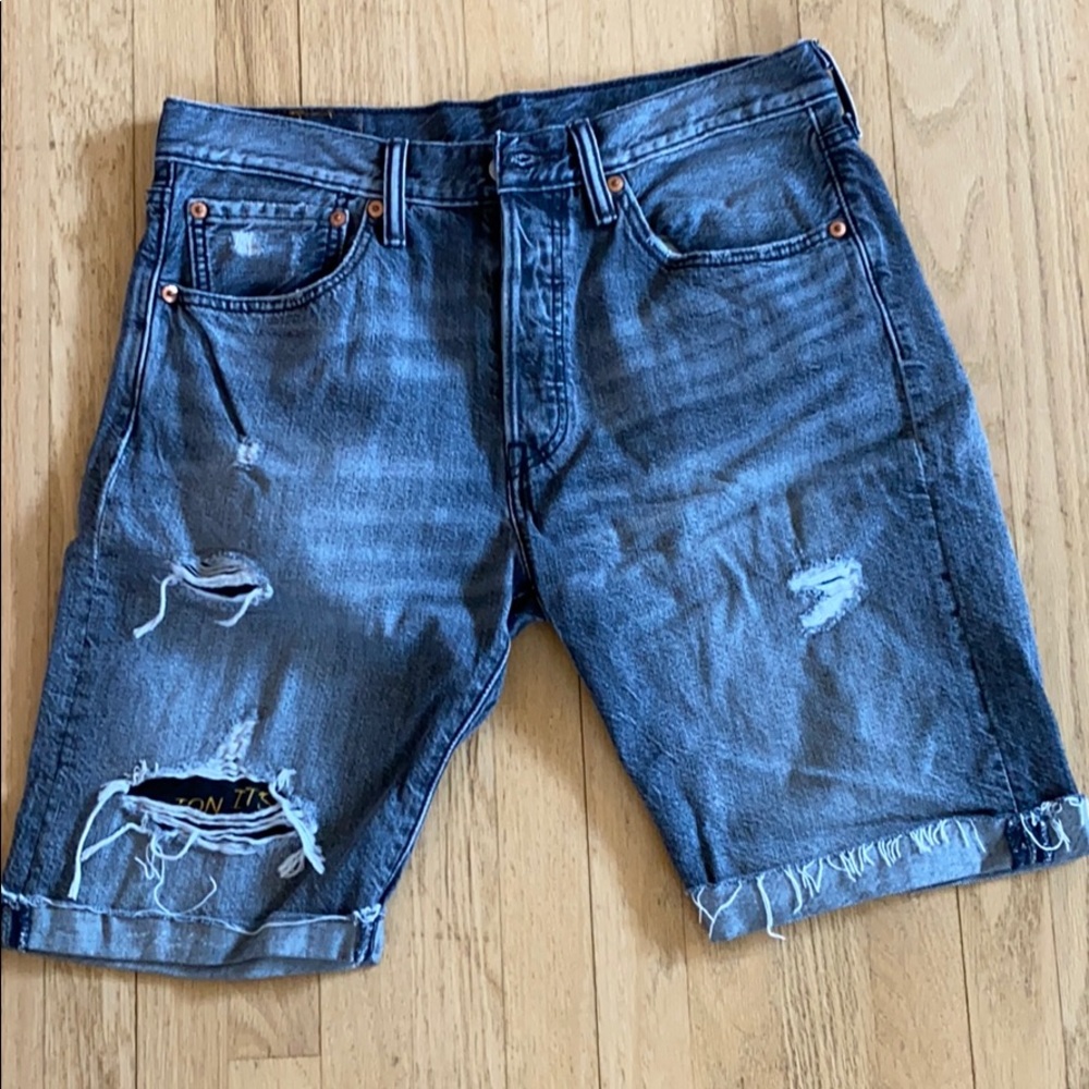 Grey Levi denim shorts with button fly